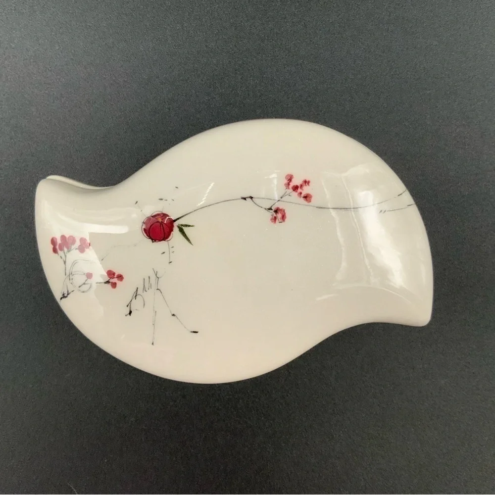 Signed Barbara Baatz USA Pottery Blossom Art Trinket Box Minimalist MCM